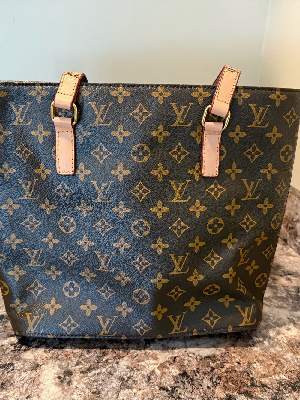 Monogram Canvas Tote with Pink Leather Trim